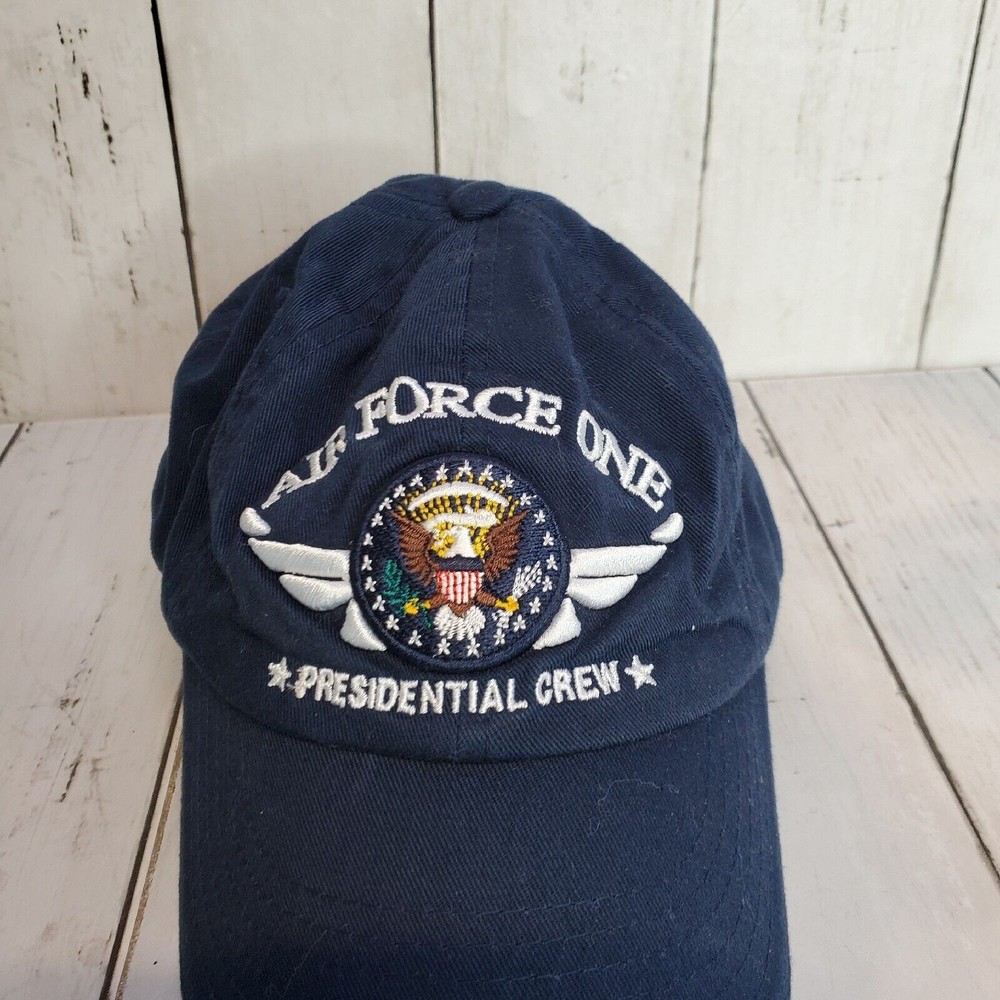 Air Force One Presidential Crew Black Embroidered Baseball Cap Hat Blue Adult - Picture 2 of 9